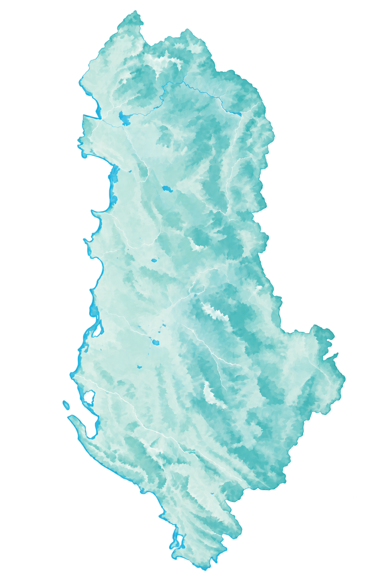 Pastel illustrated map of Albania